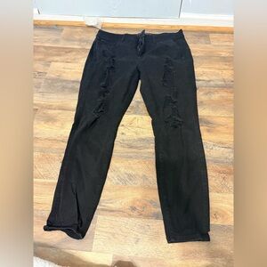 Torrid Premium Black Distressed Skinny Jeans Size 14 Plus Size Stretch